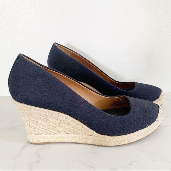 J. Crew Factory Shoes - J.crew navy blue canvas espadrille wedges Sz 8 1/2
